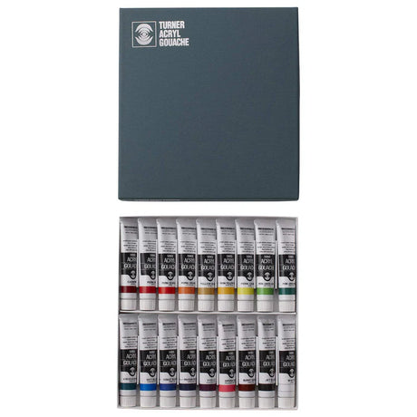 Turner Acrylic Gouache Colour Paint Set 18 Tubes 20ml Each - Retail Maharaj