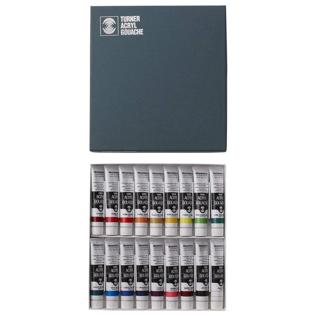 Turner Acrylic Gouache Colour Paint Set 18 Tubes 20ml Each - Retail Maharaj