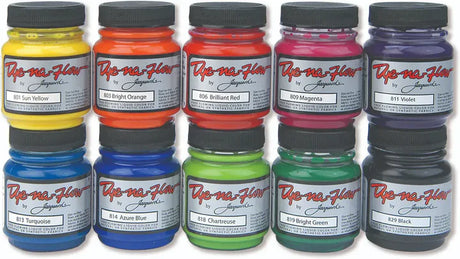 Jacquard Dye-Na-Flow Fluid Fabric Paint Set 10 Colours 66.54ml Each - Retail Maharaj