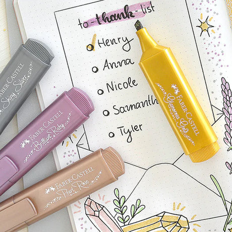 Faber Castell Metallic Glitter Highlighter Pens Set of 4 - Retail Maharaj