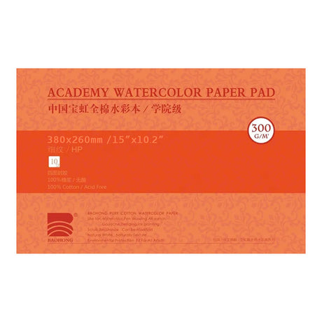 Baohong Academy Hot Pressed Watercolour Paper Block 300 GSM 100 Percent Cotton - Retail Maharaj