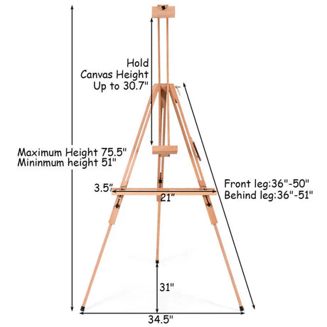 Brustro Heavy Duty Wooden Easel Stand for Painting Sketching and Canvas Display - Retail Maharaj