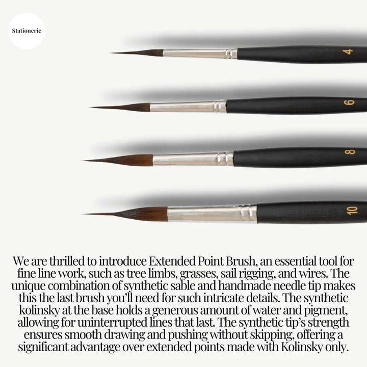 Stationerie Extended Needle Point Liner Brush Set of 4 - Retail Maharaj