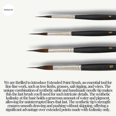 Stationerie Extended Needle Point Liner Brush Set of 4 - Retail Maharaj