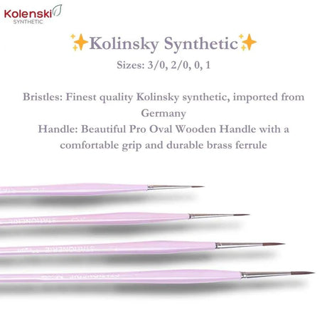 Retail Maharaj Short Liner Brush Set of 4 Lilac Mist Edition, Kolinsky Synthetic - Retail Maharaj