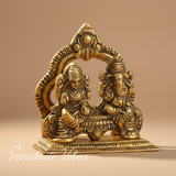 Metal Lakshmi & Ganesha Idol Pair Gold-Finish Mini Statues (12 cm Length × 12 cm Height), 200 g Auspicious Home Puja Decor & Diwali Gift - Retail Maharaj