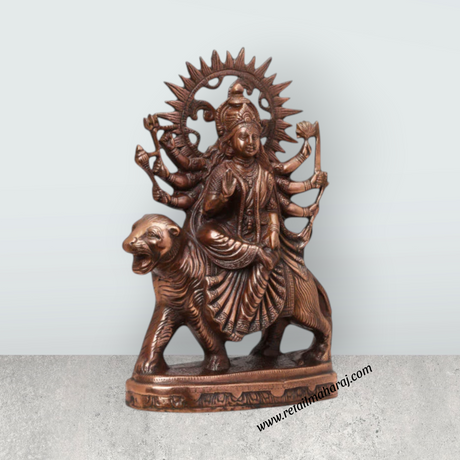 Durga Murti - 18 Inches | Durga Statue/ Copper Idol/ Durga Maa Idol for Pooja/ 2.240 Kgs Approx - Retail Maharaj
