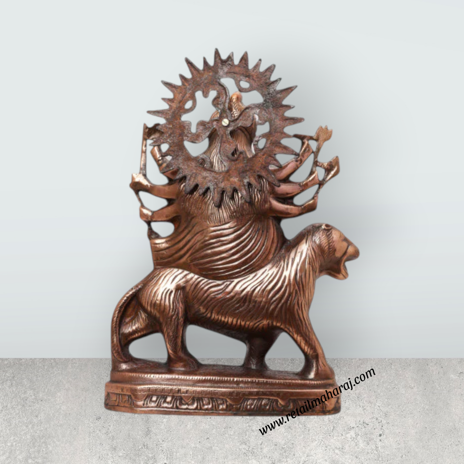 Durga Murti - 18 Inches | Durga Statue/ Copper Idol/ Durga Maa Idol for Pooja/ 2.240 Kgs Approx - Retail Maharaj