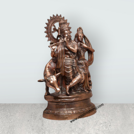 Radha Krishna Idol | Copper Idol/ Radha Krishna Murti for Pooja - Retail Maharaj