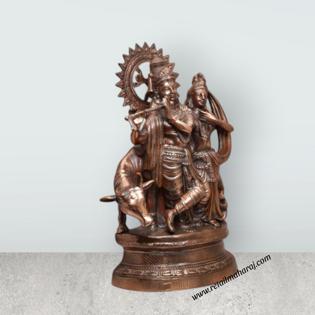 Radha Krishna Idol | Copper Idol/ Radha Krishna Murti for Pooja - Retail Maharaj