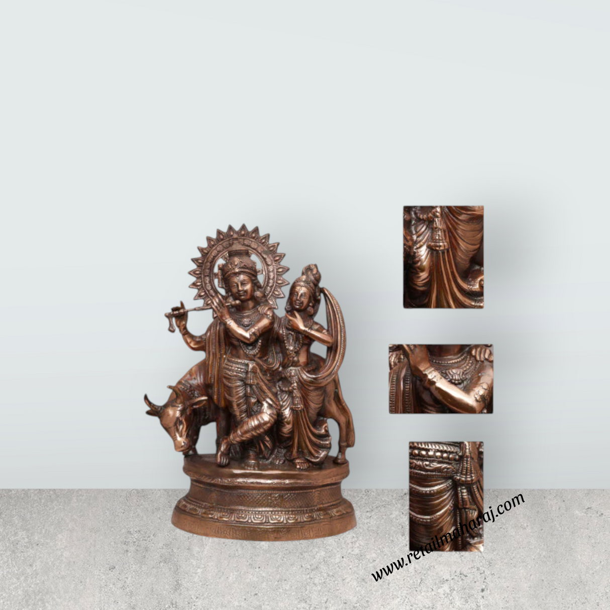 Radha Krishna Idol | Copper Idol/ Radha Krishna Murti for Pooja - Retail Maharaj