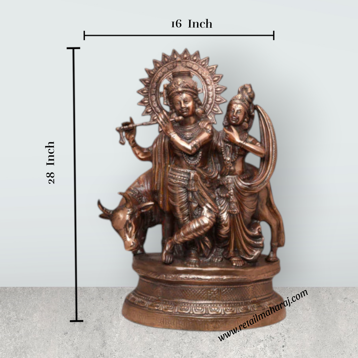 Radha Krishna Idol | Copper Idol/ Radha Krishna Murti for Pooja - Retail Maharaj