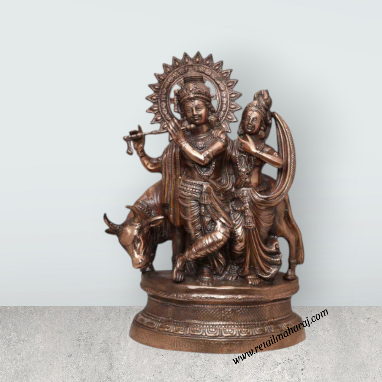Radha Krishna Idol | Copper Idol/ Radha Krishna Murti for Pooja - Retail Maharaj