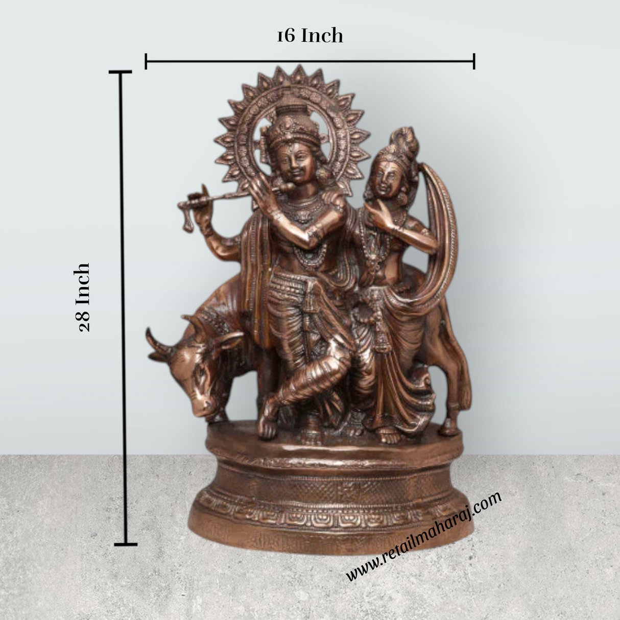 Radha Krishna Idol | Copper Idol/ Radha Krishna Murti for Pooja - Retail Maharaj