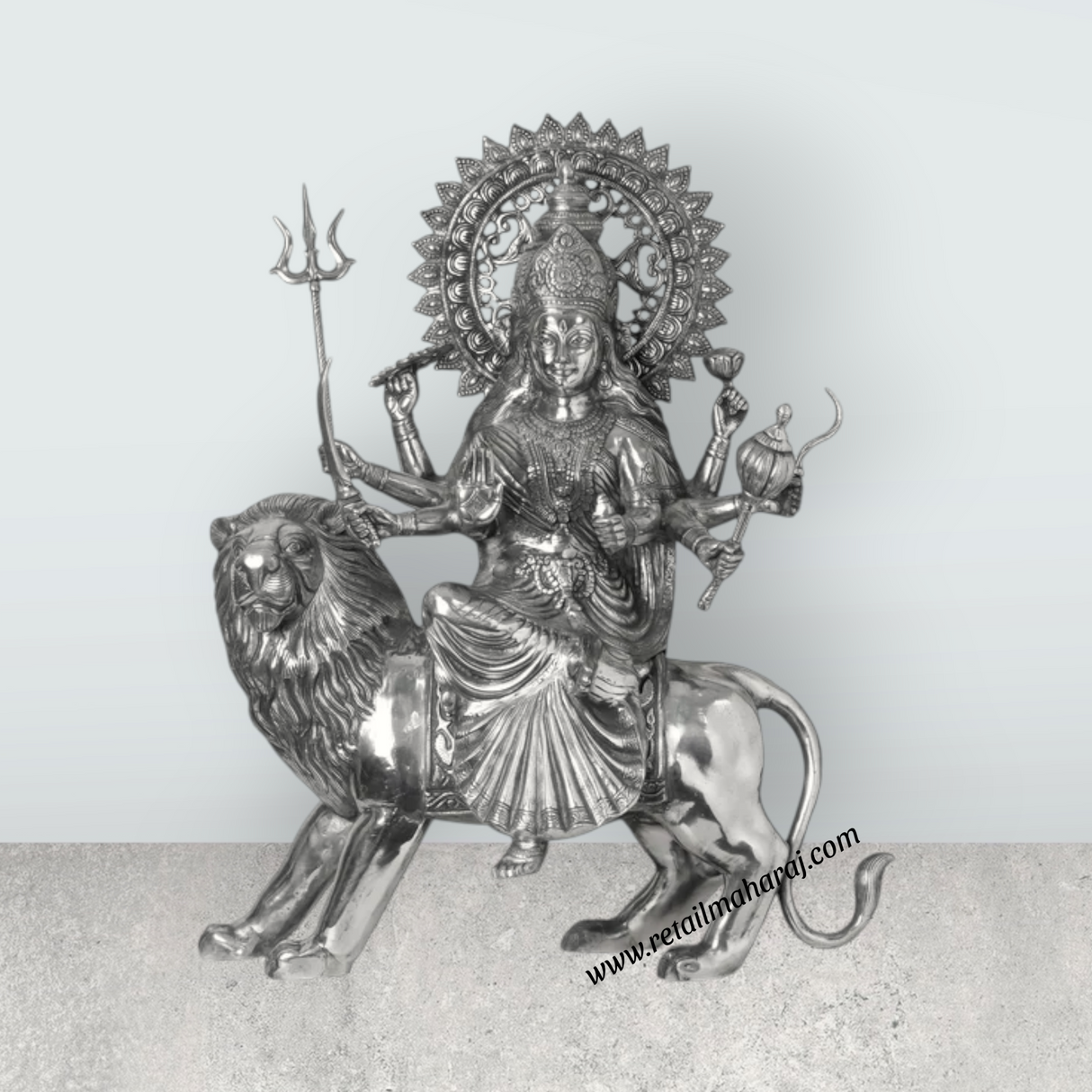 Durga Murti - 45 Inches | Sherawali Mata/ Copper Idol for Pooja/ 15.580 Kgs Approx - Retail Maharaj