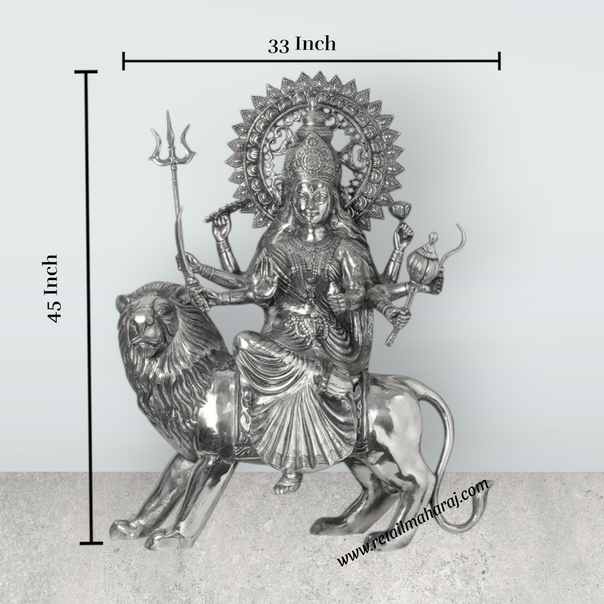Durga Murti - 45 Inches | Sherawali Mata/ Copper Idol for Pooja/ 15.580 Kgs Approx - Retail Maharaj