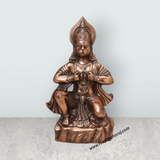 Anjaneya Statue Mandir On Base - 16 x 9 Inches | Hanuman Statue/ Copper Oxidised Hanuman Murti for Pooja - Retail Maharaj