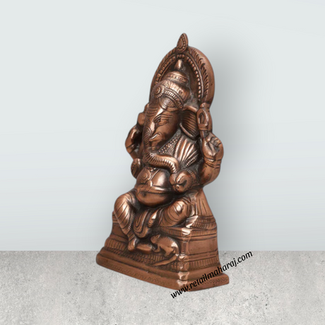 Ganesh Murti - 15 x 8.5 Inches | Copper Oxidised Ganpati Murti/ Vinayaka Statue for Pooja/ 1.520 Kgs Approx - Retail Maharaj