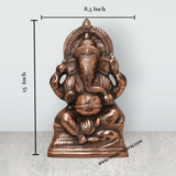 Ganesh Murti - 15 x 8.5 Inches | Copper Oxidised Ganpati Murti/ Vinayaka Statue for Pooja/ 1.520 Kgs Approx - Retail Maharaj