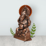 Ganesh Murti - 15 x 8.5 Inches | Copper Oxidised Ganpati Murti/ Vinayaka Statue for Pooja/ 1.520 Kgs Approx - Retail Maharaj