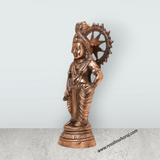 Krishna Murti - 12 x 5 Inches | Copper Oxidised Krishna Idol/ Standing Krishna Statue for Pooja/ 640 Gms Approx - Retail Maharaj