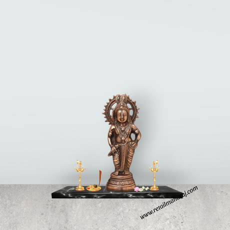Krishna Murti - 12 x 5 Inches | Copper Oxidised Krishna Idol/ Standing Krishna Statue for Pooja/ 640 Gms Approx - Retail Maharaj
