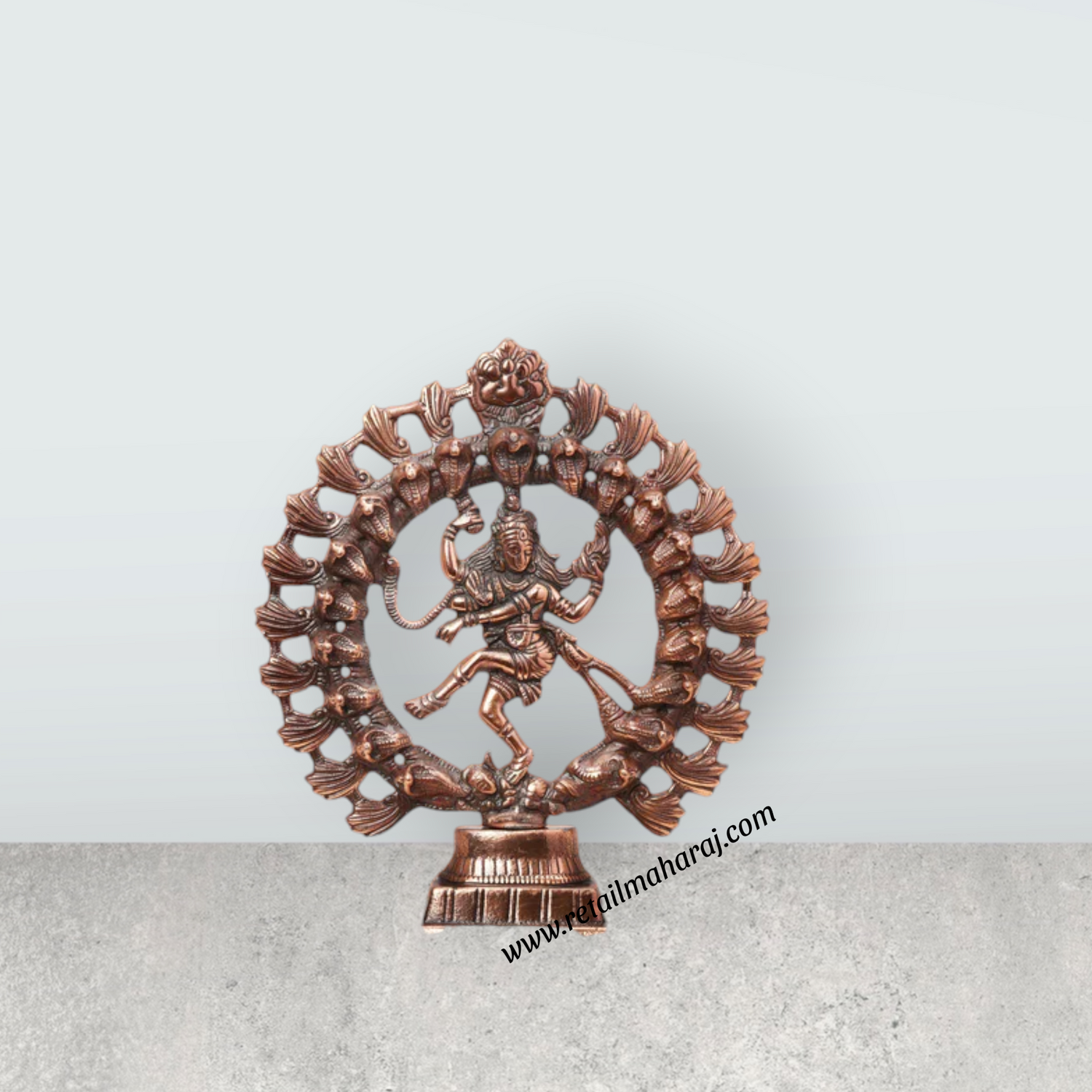 Natraj Murti - 12 x 10 Inches | Copper Oxidised Nataraja Vigraham for Pooja/ 720 Gms Approx - Retail Maharaj