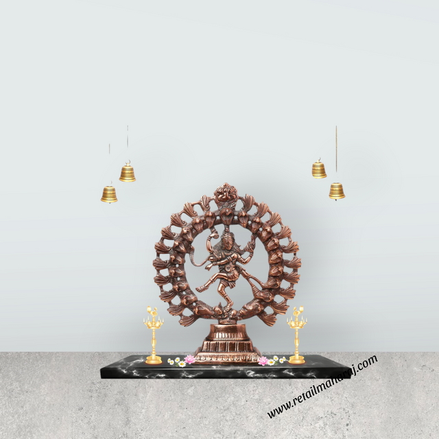 Natraj Murti - 12 x 10 Inches | Copper Oxidised Nataraja Vigraham for Pooja/ 720 Gms Approx - Retail Maharaj