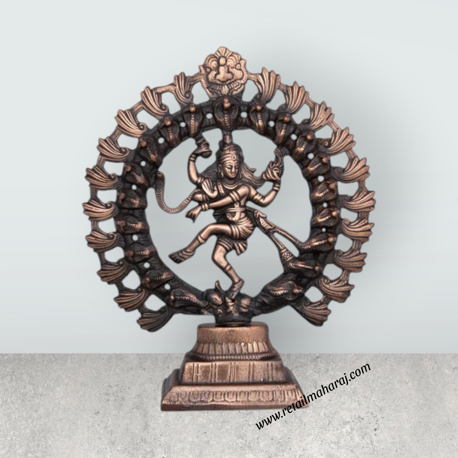 Natraj Murti - 12 x 10 Inches | Copper Oxidised Nataraja Vigraham for Pooja/ 720 Gms Approx - Retail Maharaj