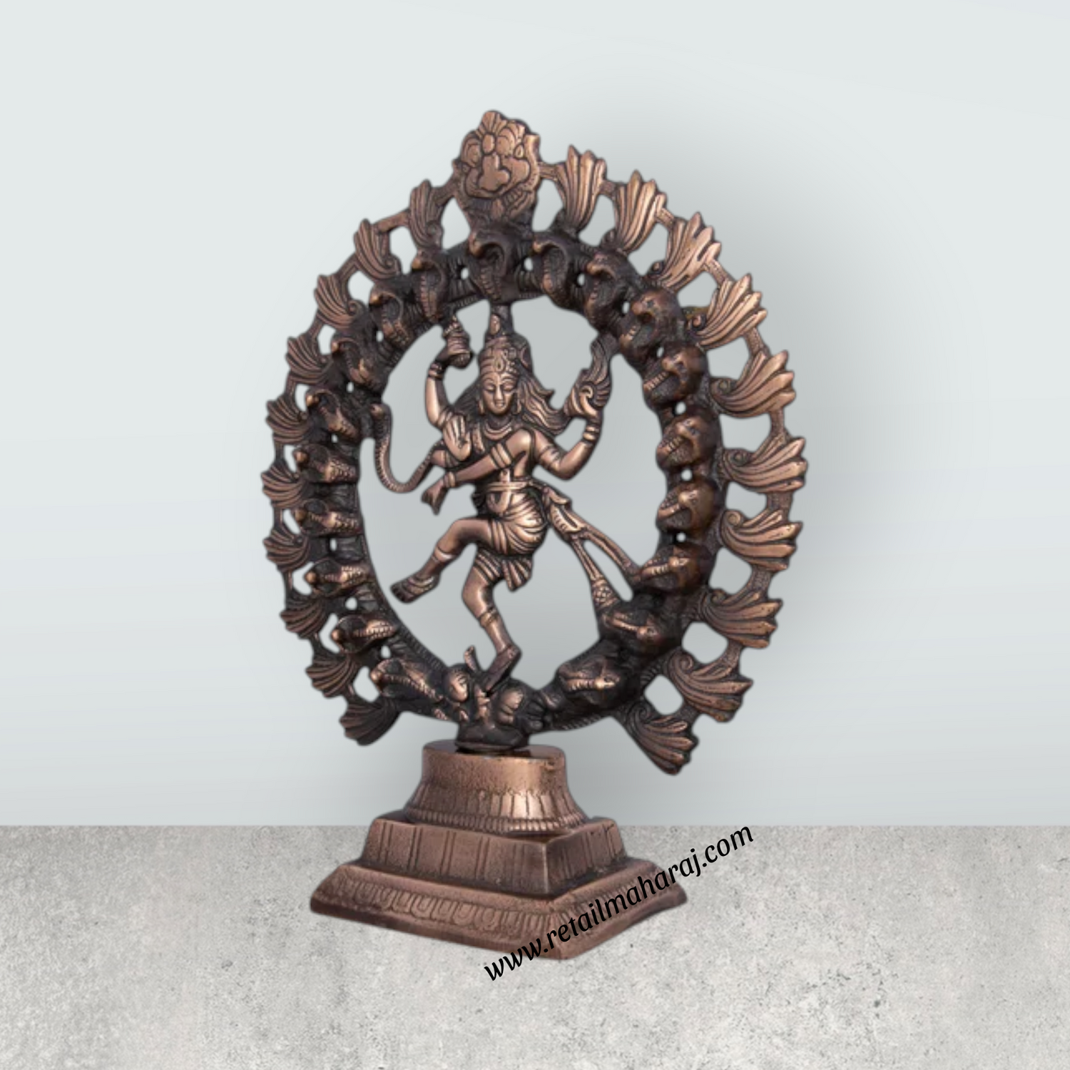Natraj Murti - 12 x 10 Inches | Copper Oxidised Nataraja Vigraham for Pooja/ 720 Gms Approx - Retail Maharaj