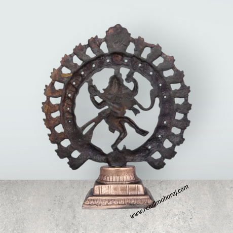 Natraj Murti - 12 x 10 Inches | Copper Oxidised Nataraja Vigraham for Pooja/ 720 Gms Approx - Retail Maharaj