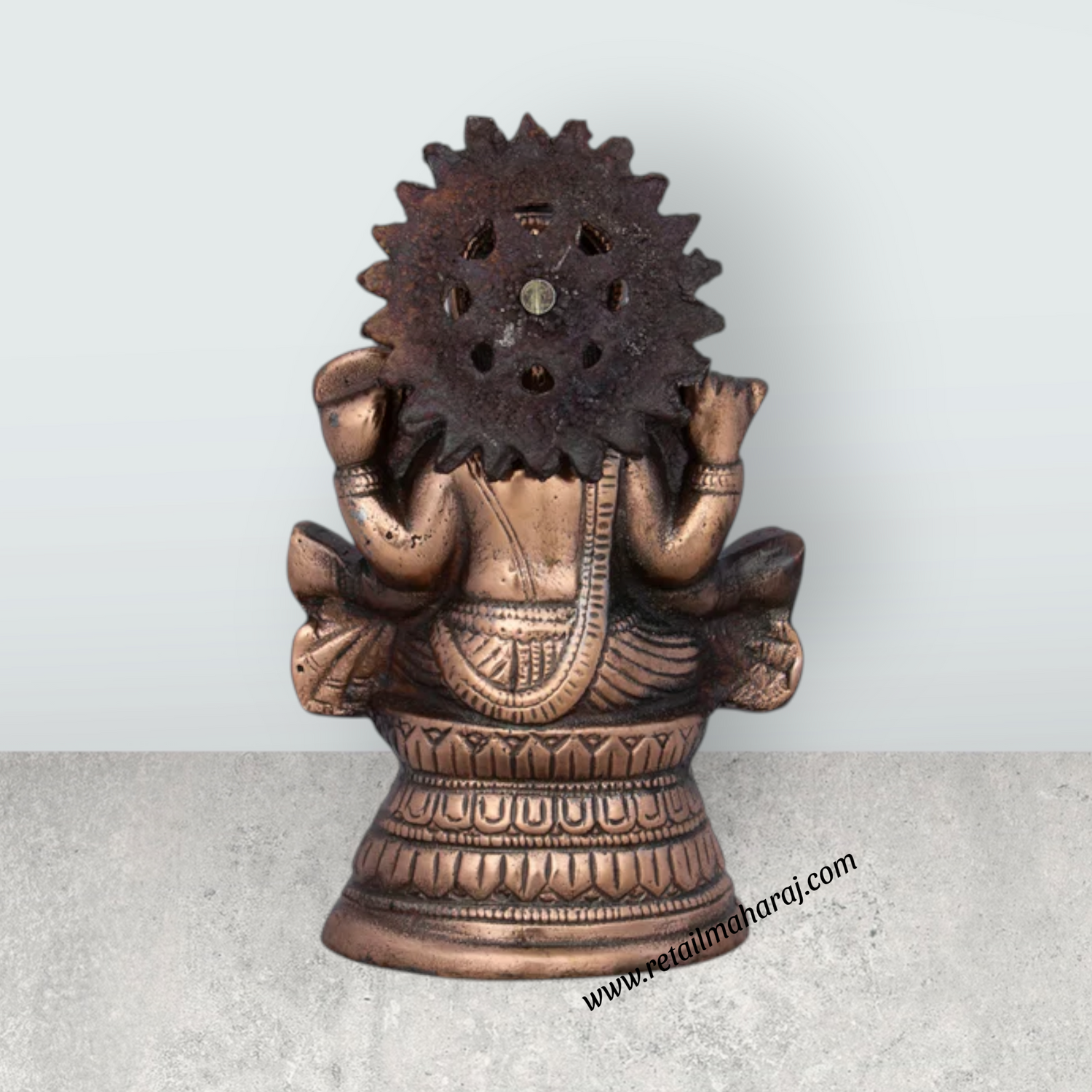 Ganesh Murti - 8 x 5 Inches | Copper Oxidised Ganpati Idol/ Vinayaka Statue for Pooja/ 430 Gms Approx - Retail Maharaj