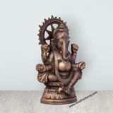 Ganesh Murti - 9.5 x 6 Inches | Copper Oxidised Ganpati Idol/ Vinayaka Statue for Pooja/ 550 Gms Approx - Retail Maharaj