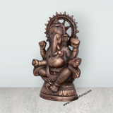 Ganesh Murti - 9.5 x 6 Inches | Copper Oxidised Ganpati Idol/ Vinayaka Statue for Pooja/ 550 Gms Approx - Retail Maharaj