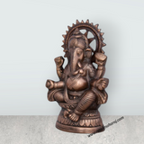 Ganesh Murti - 9.5 x 6 Inches | Copper Oxidised Ganpati Idol/ Vinayaka Statue for Pooja/ 550 Gms Approx - Retail Maharaj