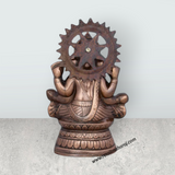 Ganesh Murti - 9.5 x 6 Inches | Copper Oxidised Ganpati Idol/ Vinayaka Statue for Pooja/ 550 Gms Approx - Retail Maharaj