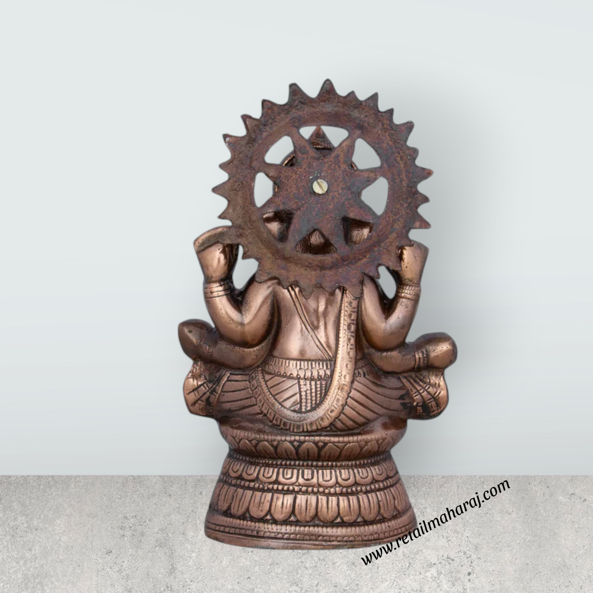 Ganesh Murti - 9.5 x 6 Inches | Copper Oxidised Ganpati Idol/ Vinayaka Statue for Pooja/ 550 Gms Approx - Retail Maharaj