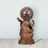 Saraswati Murti Sitting On Lotus - 24 x 14 Inches | Copper Oxidised Saraswati Idol/ Saraswathy Idol for Pooja - Retail Maharaj