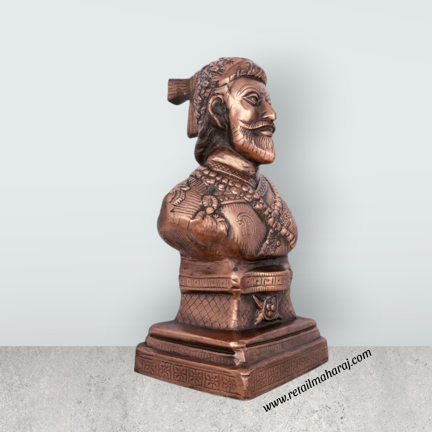 Shivaji Maharaj Statue - 15 x 8 Inches | Copper Oxidised Shivaji Statue/ Shivaji Maharaj Murti for Home/ 1.760 Kgs - Retail Maharaj