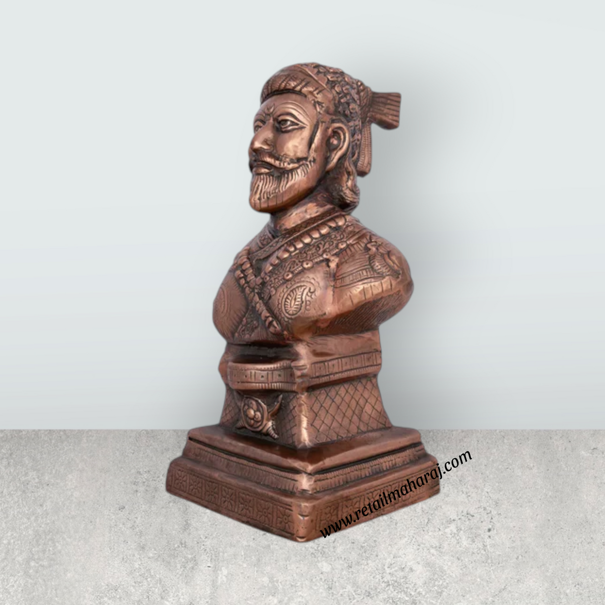 Shivaji Maharaj Statue - 15 x 8 Inches | Copper Oxidised Shivaji Statue/ Shivaji Maharaj Murti for Home/ 1.760 Kgs - Retail Maharaj