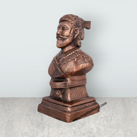 Shivaji Maharaj Statue - 15 x 8 Inches | Copper Oxidised Shivaji Statue/ Shivaji Maharaj Murti for Home/ 1.760 Kgs - Retail Maharaj