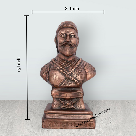 Shivaji Maharaj Statue - 15 x 8 Inches | Copper Oxidised Shivaji Statue/ Shivaji Maharaj Murti for Home/ 1.760 Kgs - Retail Maharaj