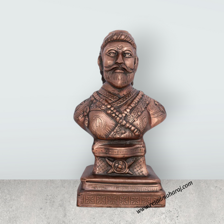 Shivaji Maharaj Statue - 15 x 8 Inches | Copper Oxidised Shivaji Statue/ Shivaji Maharaj Murti for Home/ 1.760 Kgs - Retail Maharaj