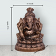 Pagdi Ganesh Murti - 13.5 x 10 Inches | Copper Oxidised Ganpati Idol/ Vinayaka Statue for Pooja/ 1.395 Kgs - Retail Maharaj