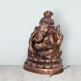 Pagdi Ganesh Murti - 13.5 x 10 Inches | Copper Oxidised Ganpati Idol/ Vinayaka Statue for Pooja/ 1.395 Kgs - Retail Maharaj