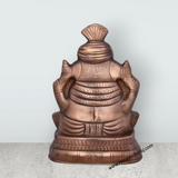 Pagdi Ganesh Murti - 13.5 x 10 Inches | Copper Oxidised Ganpati Idol/ Vinayaka Statue for Pooja/ 1.395 Kgs - Retail Maharaj
