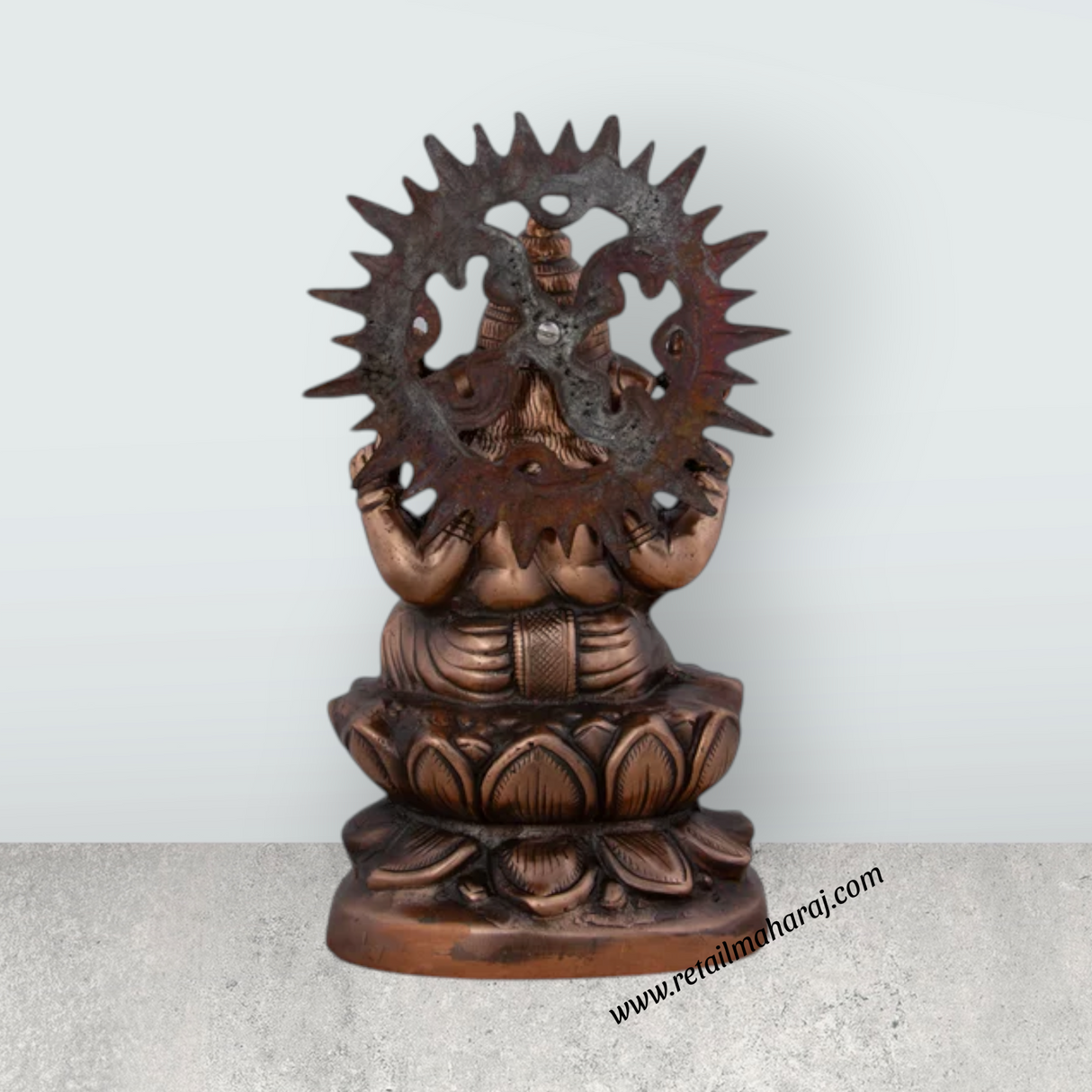 Ganesh Murti - 12 x 7 Inches | Copper Oxidised Ganpati Idol/ Vinayaka Statue for Pooja/ 1.310 Kgs Approx - Retail Maharaj