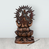Ganesh Murti - 12 x 7 Inches | Copper Oxidised Ganpati Idol/ Vinayaka Statue for Pooja/ 1.310 Kgs Approx - Retail Maharaj