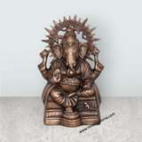 Laddu Ganesh Murti – 13 x 8 Inches Copper Oxidised Ganpati Idol for Pooja - Retail Maharaj