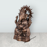 Laddu Ganesh Murti – 13 x 8 Inches Copper Oxidised Ganpati Idol for Pooja - Retail Maharaj